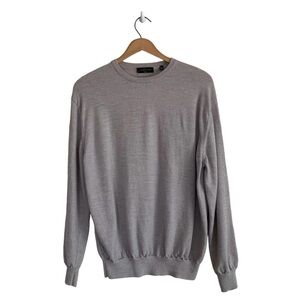 Corneliani Italy Gray 100% Extrafine Merino Wool Sweater Men’s Size 54 Crew Neck